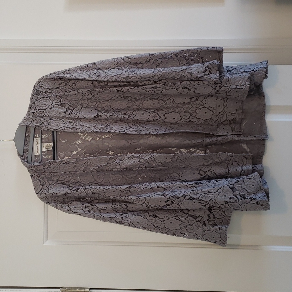 EUC 3x Jacket in Silver Floral Lace with Peplum from Drapers and Damons